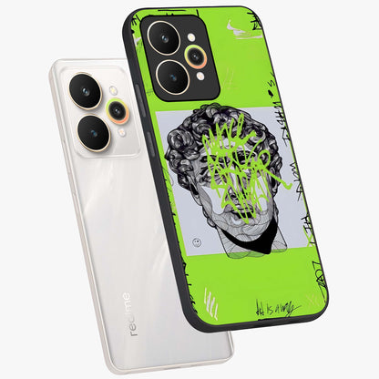 Neo Graffiti Rebellion Glass Case displayed in angled mockup highlighting urban street art design with rebellious aesthetic.