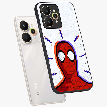 Omg Spiderman Glass Case displayed in angled mockup highlighting dynamic hero illustration with action comic aesthetic.
