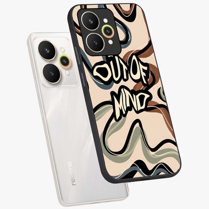 Out Of Mind Glass Case displayed in angled mockup highlighting bold statement design with modern artistic aesthetic.