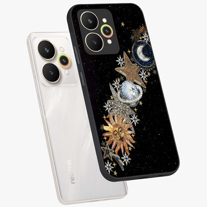 Pearls Universe Object Glass Case displayed in angled mockup highlighting celestial pearl design with dreamy aesthetic.