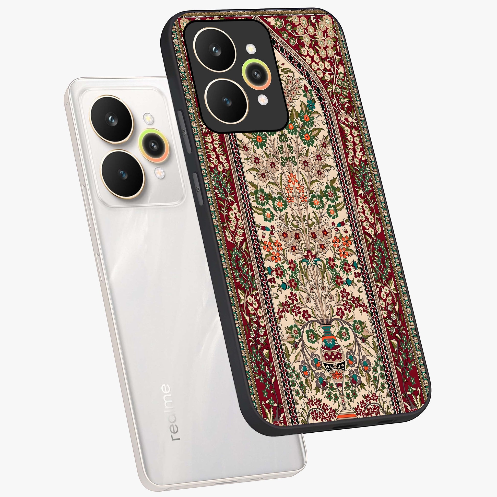 Persian Inspired Glass Case displayed in angled mockup highlighting intricate traditional design with elegant cultural aesthetic.