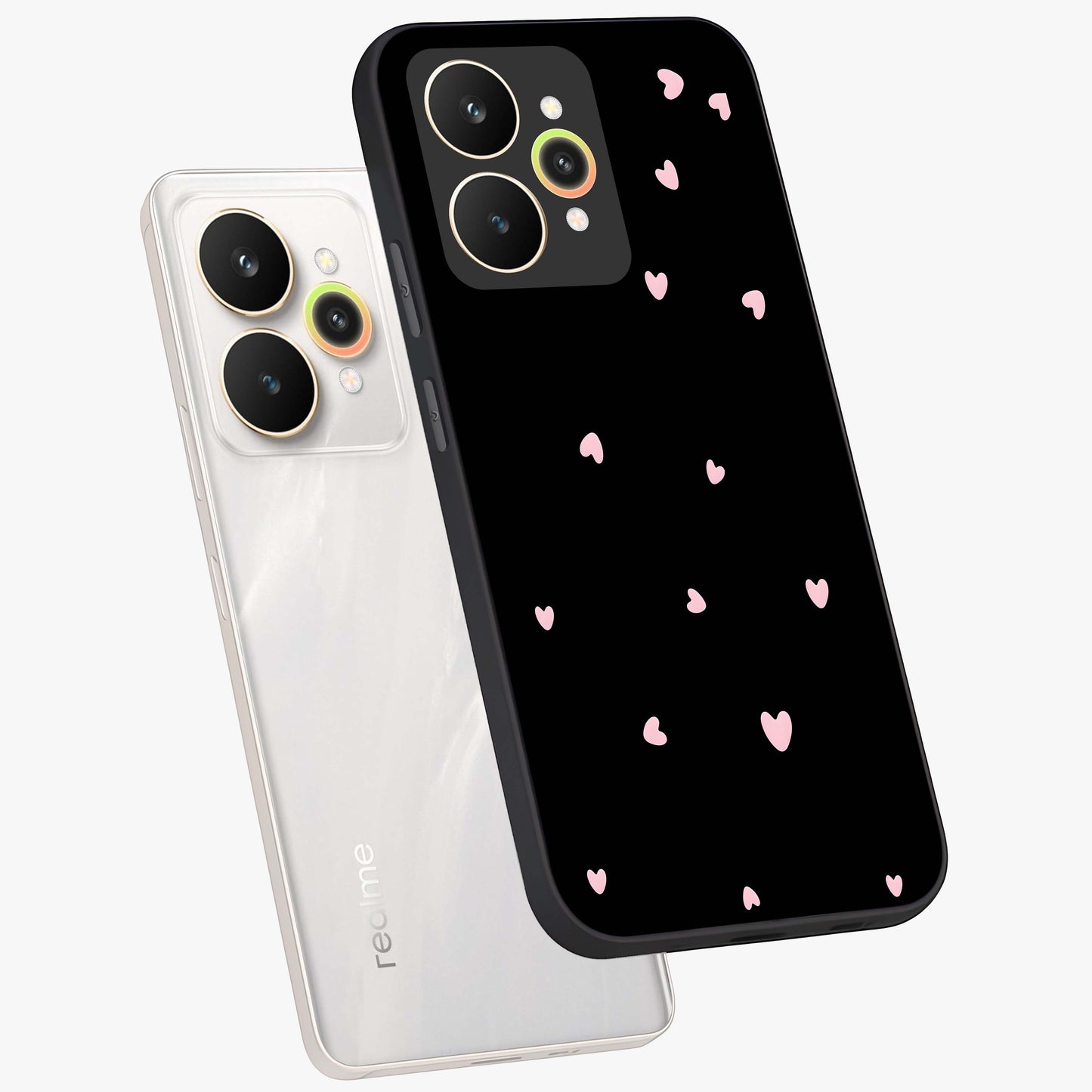Pink Love Drops Glass Case displayed in angled mockup highlighting cute love drop design with vibrant pink aesthetic.