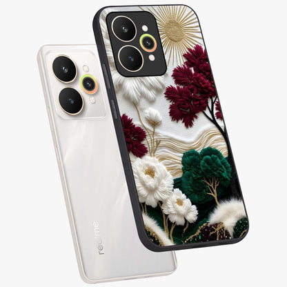 Radiant Bloom Elegance Glass Case displayed in angled mockup highlighting graceful floral design with radiant aesthetic style.