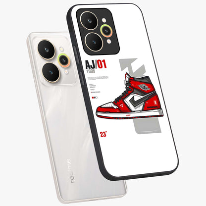 Retro Sneaker Blueprint Glass Case displayed in angled mockup highlighting detailed shoe design with sporty retro aesthetic.