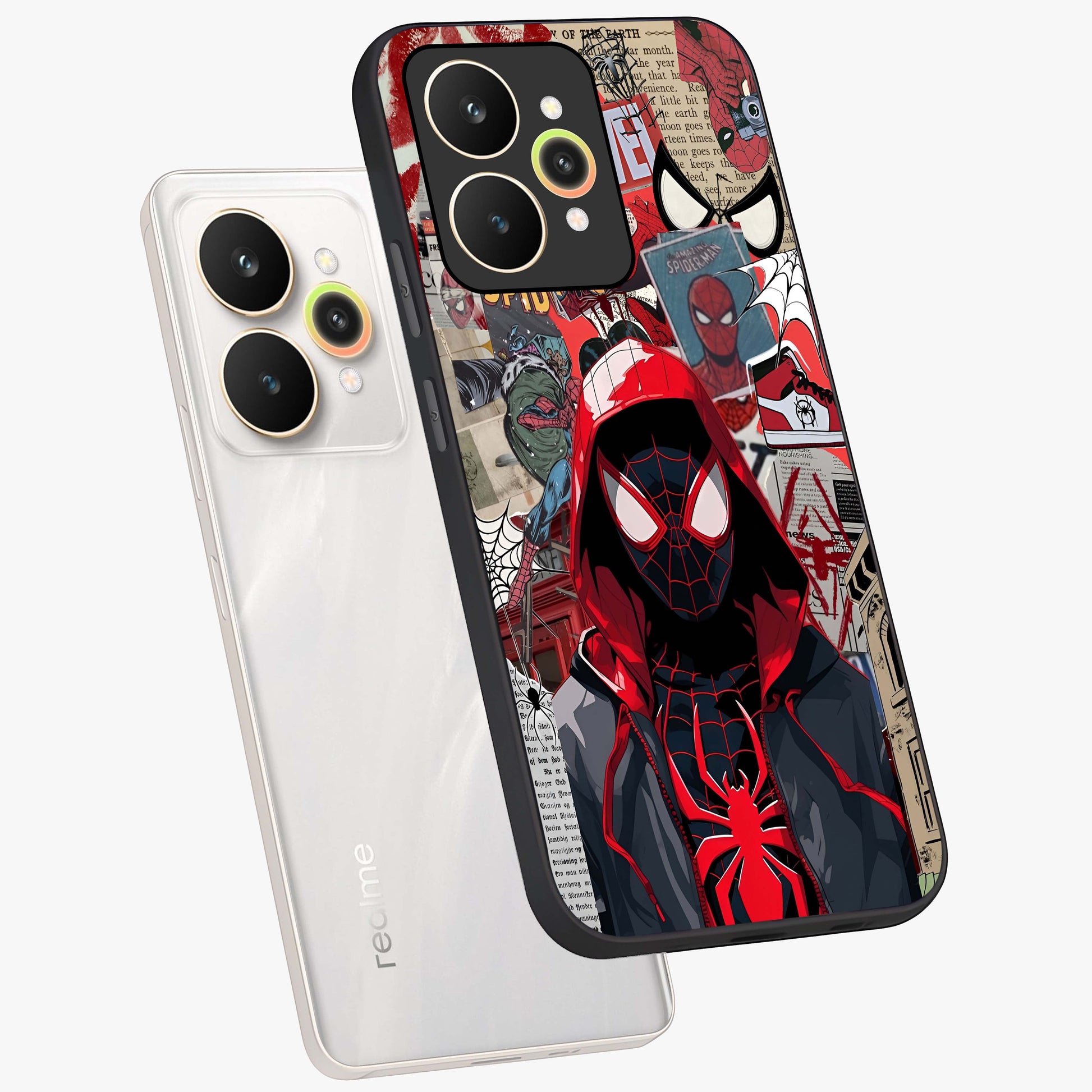 Spider Collage Street Glass Case displayed in angled mockup highlighting dynamic street style collage design with comic aesthetic.
