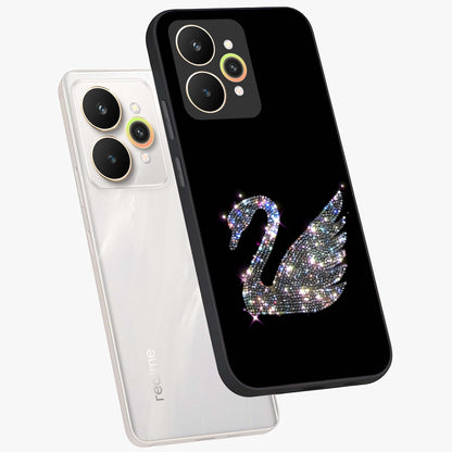 Starlit Swan Grace Glass Case displayed in angled mockup highlighting elegant swan illustration with dreamy celestial aesthetic.