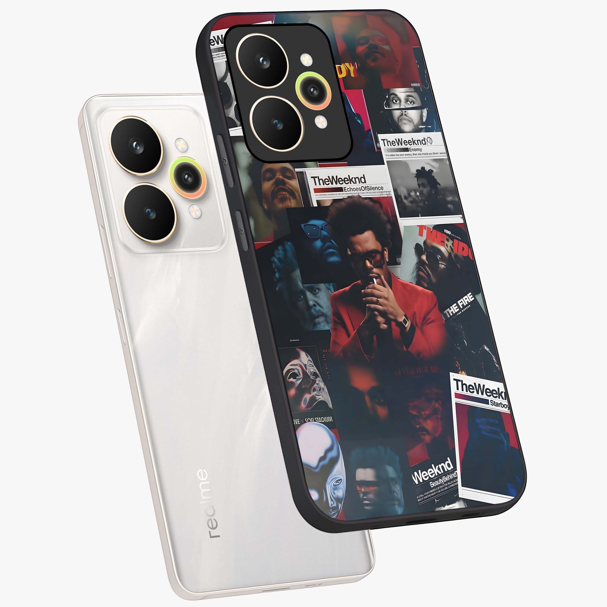 The Weeknd Glass Case displayed in angled mockup highlighting stylish pop culture inspired design with modern aesthetic.