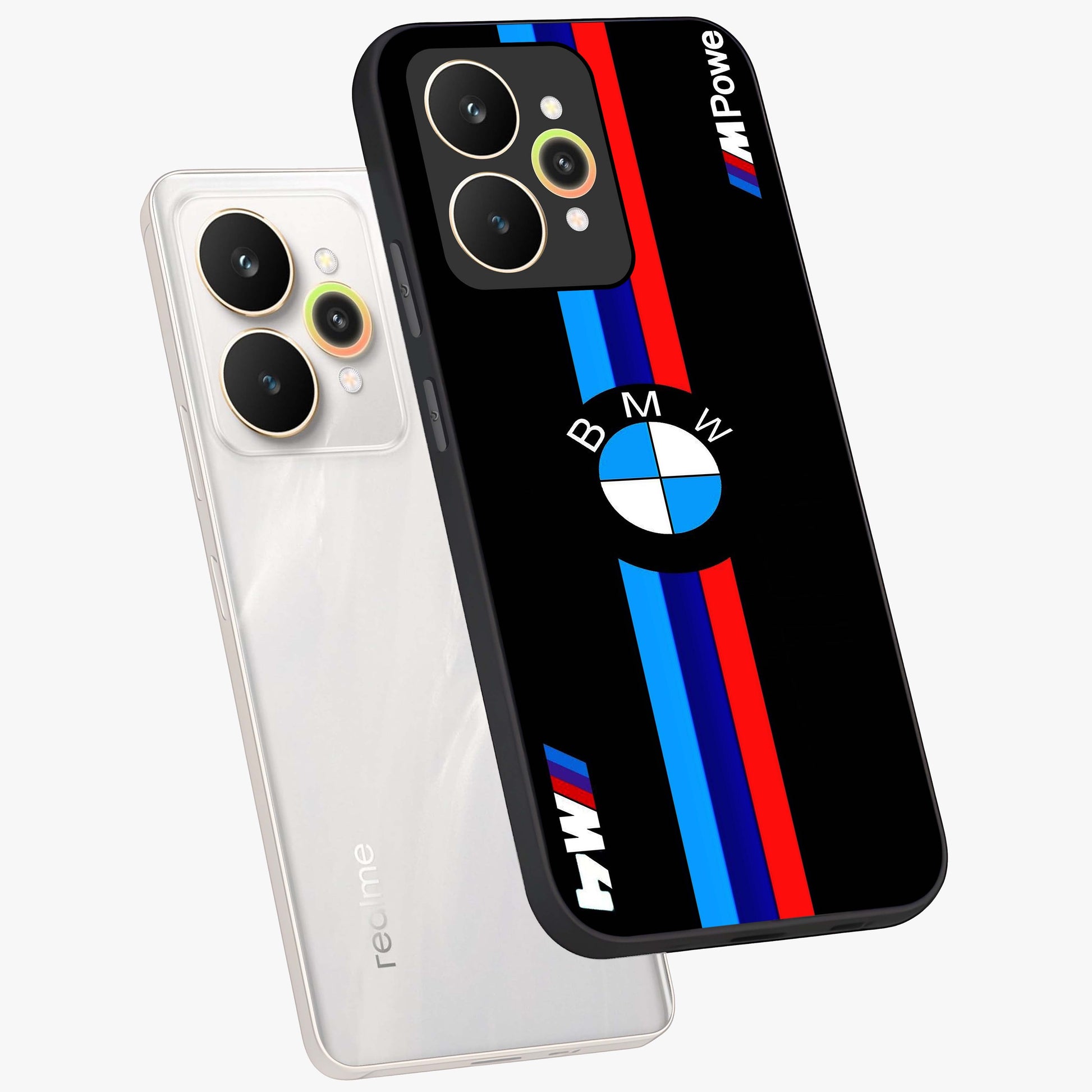 Turbo BMW Beast Glass Case displayed in angled mockup highlighting sleek racing car design with bold automotive aesthetic.