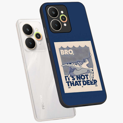 Worry Less Swim Glass Case displayed in angled mockup highlighting fun typography design with relaxed aesthetic style.