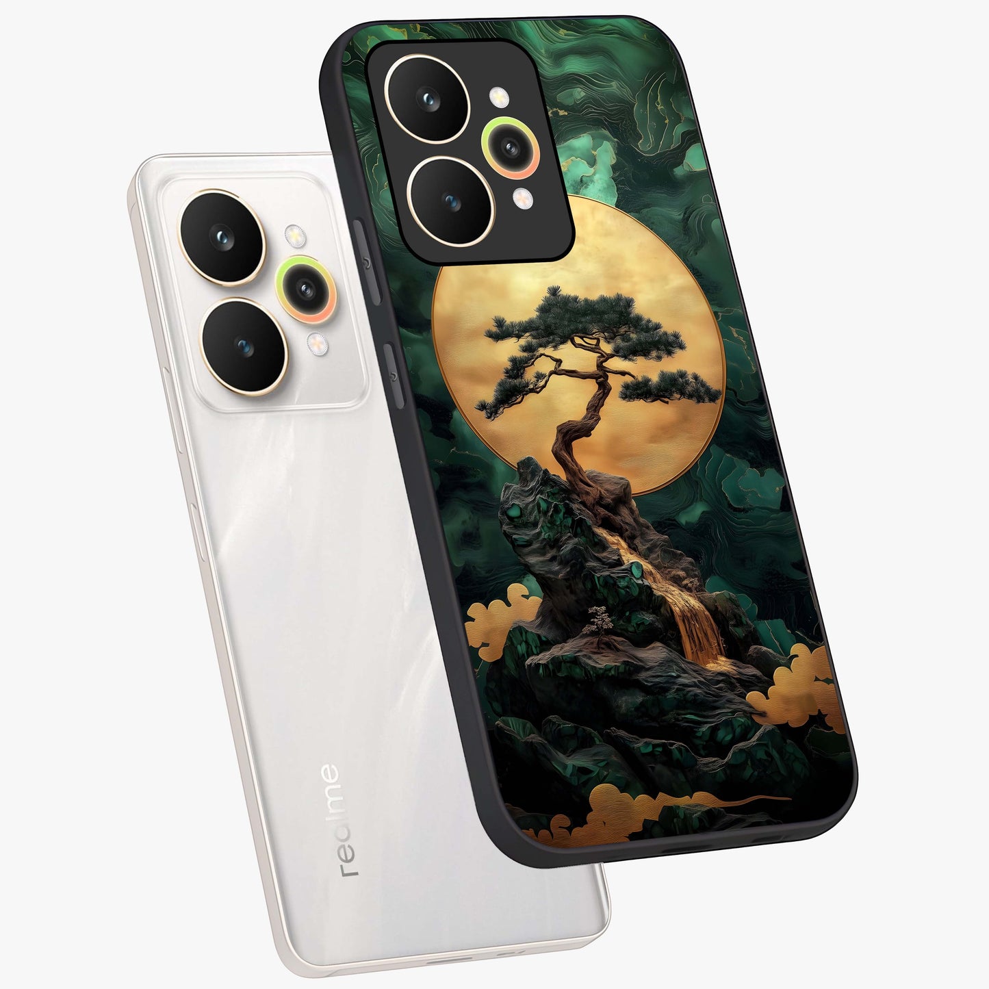 Zen Moon Rise Glass Case displayed in angled mockup highlighting peaceful lunar design with zen aesthetic style.