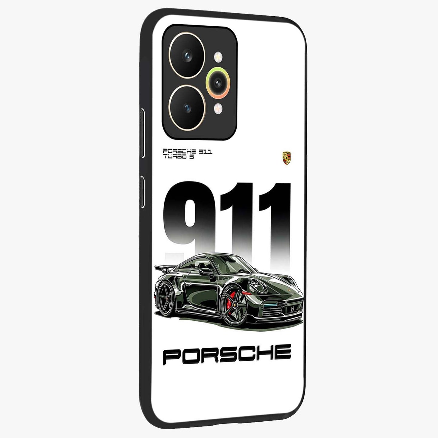 911 Turbo Dominance Glass Case upright perspective showcasing powerful racing design and modern automotive aesthetic.