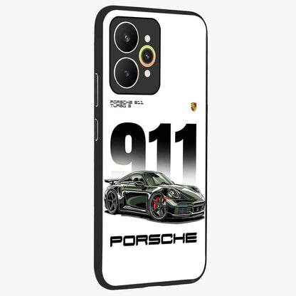 911 Turbo Dominance Glass Case upright perspective showcasing powerful racing design and modern automotive aesthetic.