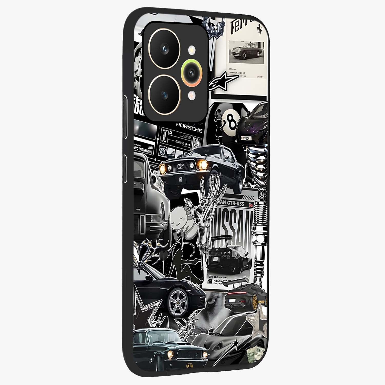 Aesthetic Dark Love Glass Case upright view showcasing dramatic romantic artwork with modern aesthetic style.