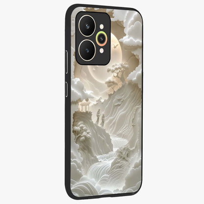 Celestial Origami Glass Case upright view showcasing creative origami artwork with modern celestial style.