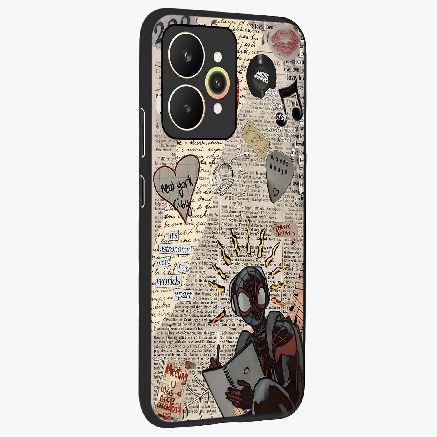 City Dream Sketch Glass Case upright view showcasing urban skyline artwork with stylish hand drawn design.