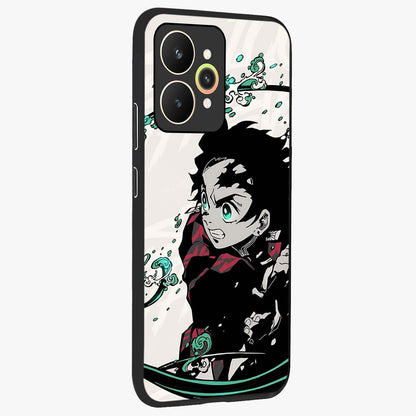 Demon Slayer Glass Case upright view showcasing powerful anime artwork with intense warrior theme.