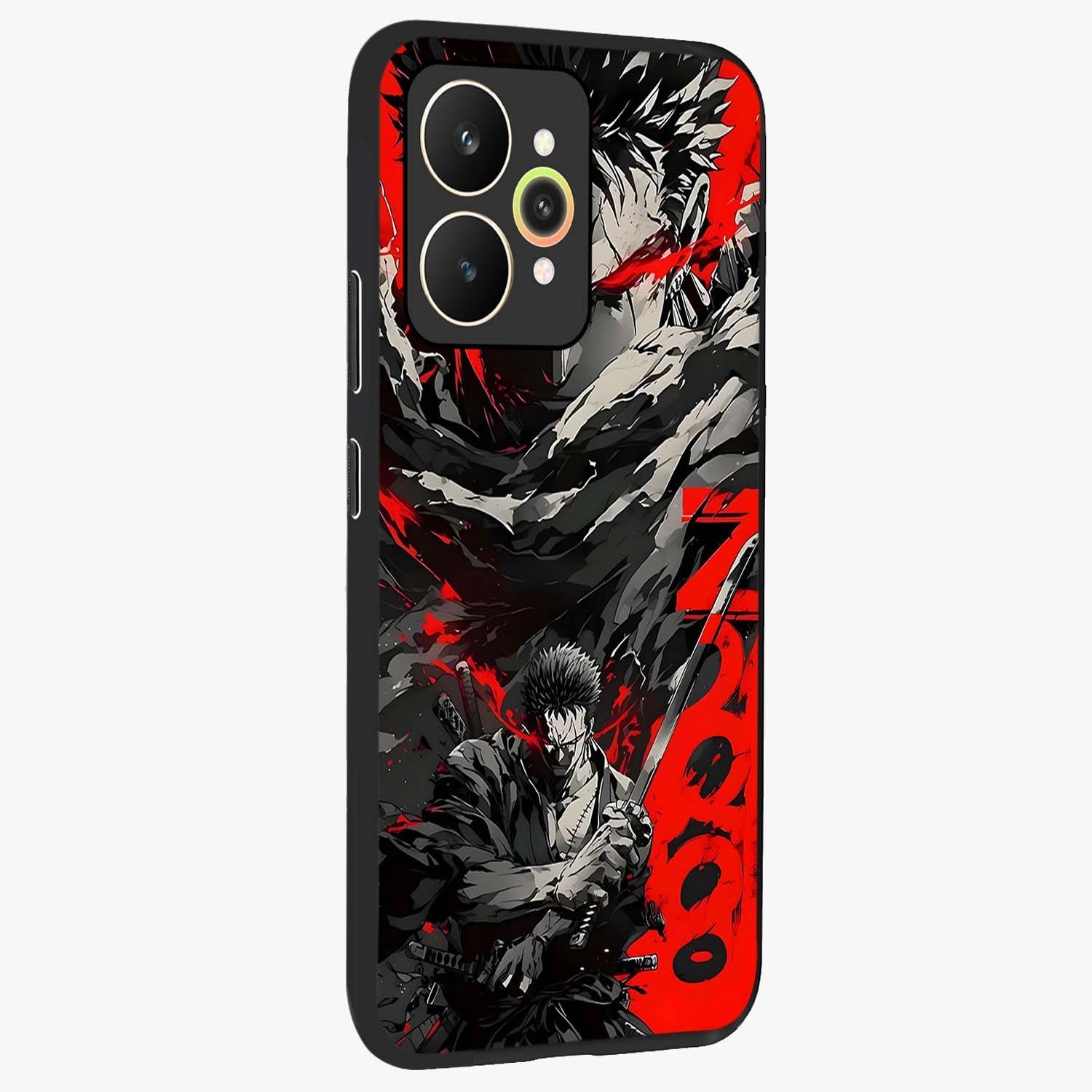 Demon Sword Resolve Glass Case upright view showcasing dramatic warrior artwork with intense battle theme.