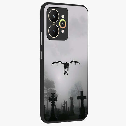 Graveyard Shadow Descent Glass Case upright view showcasing haunting graveyard artwork with dramatic dark theme.