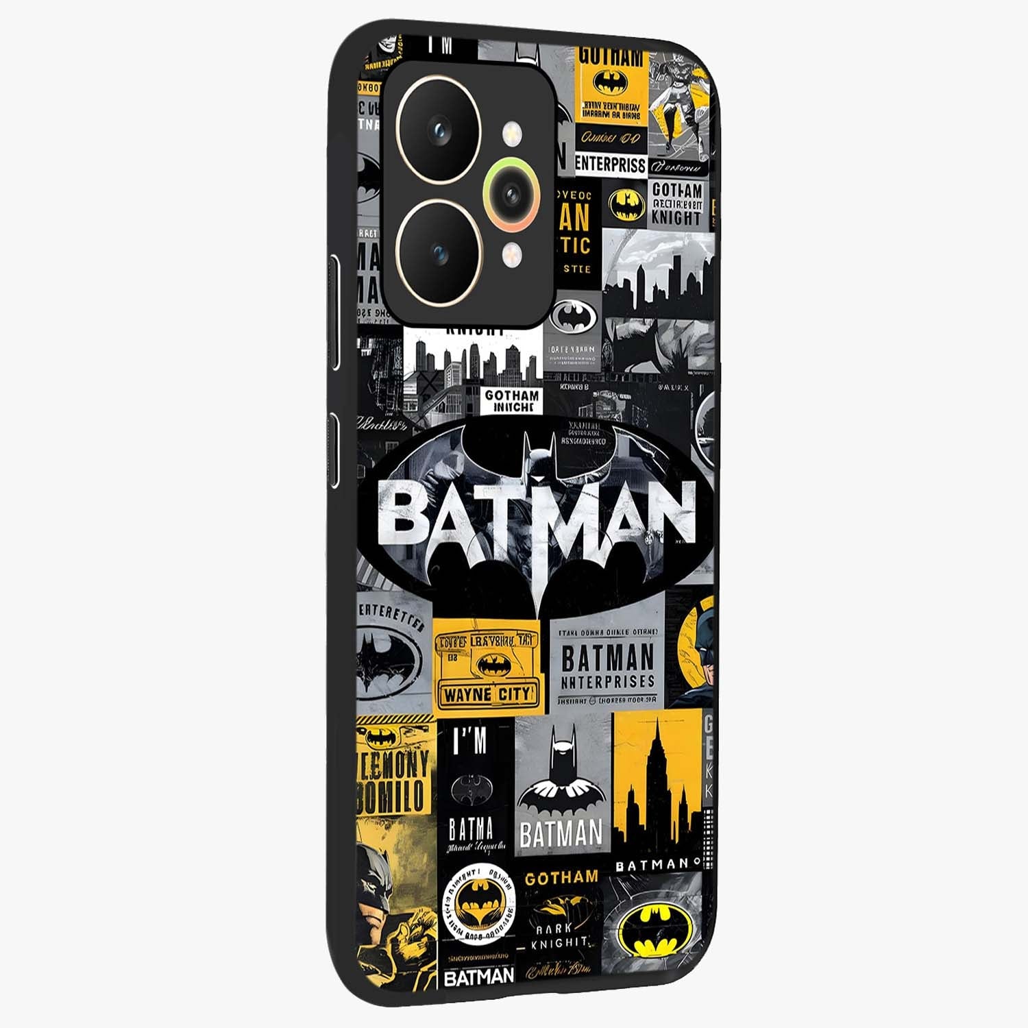 Knight Gotham Rise Glass Case upright view showcasing bold vigilante themed artwork with gothic city vibe.