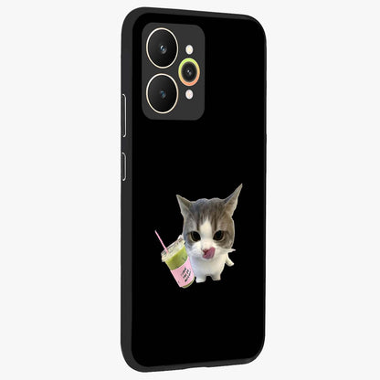 Matcha Cat Style Glass Case upright view showcasing charming cat artwork with cozy aesthetic theme.
