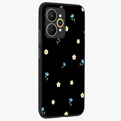 Minimal Petal Whispers Glass Case upright view showcasing elegant floral artwork with modern minimalist style.