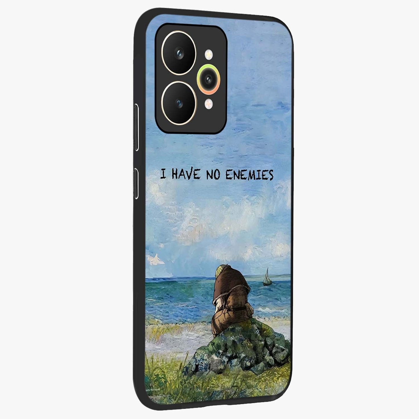 Peace Beyond War Glass Case upright view showcasing powerful peace symbol artwork with inspirational theme.