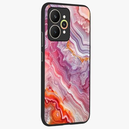 Rose Quartz Marble Glass Case upright view showcasing decorative marble artwork with luxurious pastel theme.