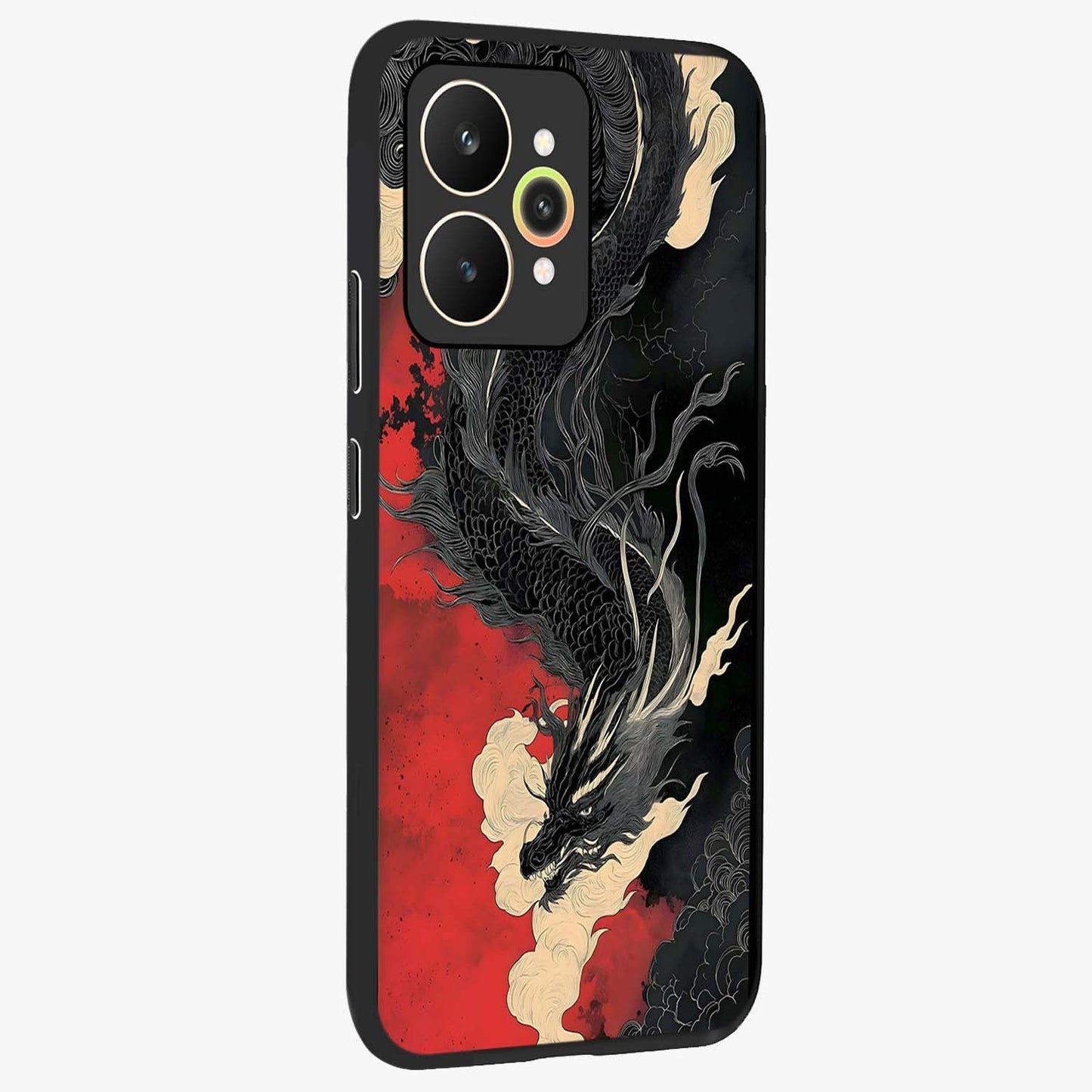 Shadow Dragon Fury Glass Case upright view showcasing intense dragon artwork with dramatic shadow theme.