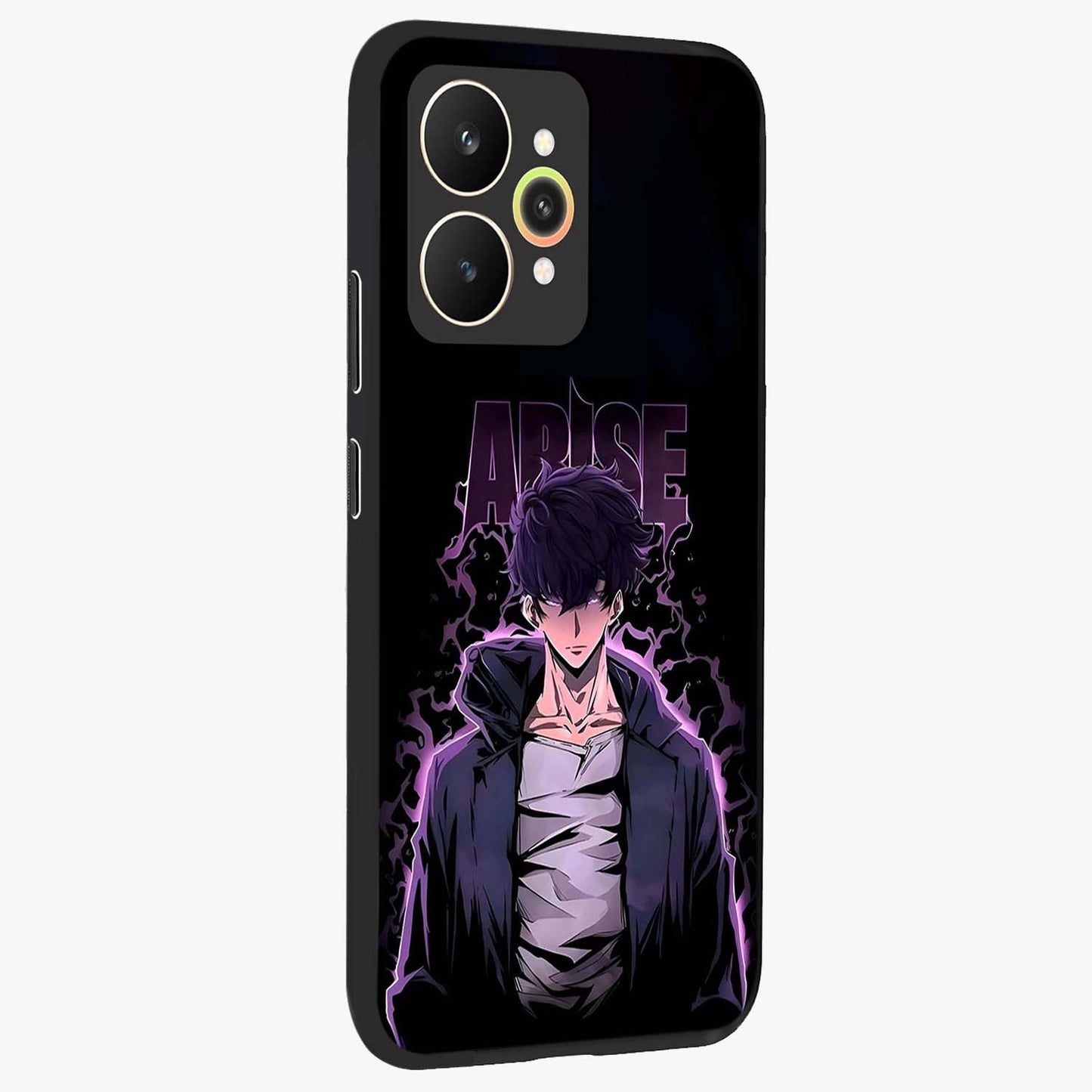 Shadow Monarch Awakening Glass Case upright view showcasing bold monarch artwork with mystical awakening theme.