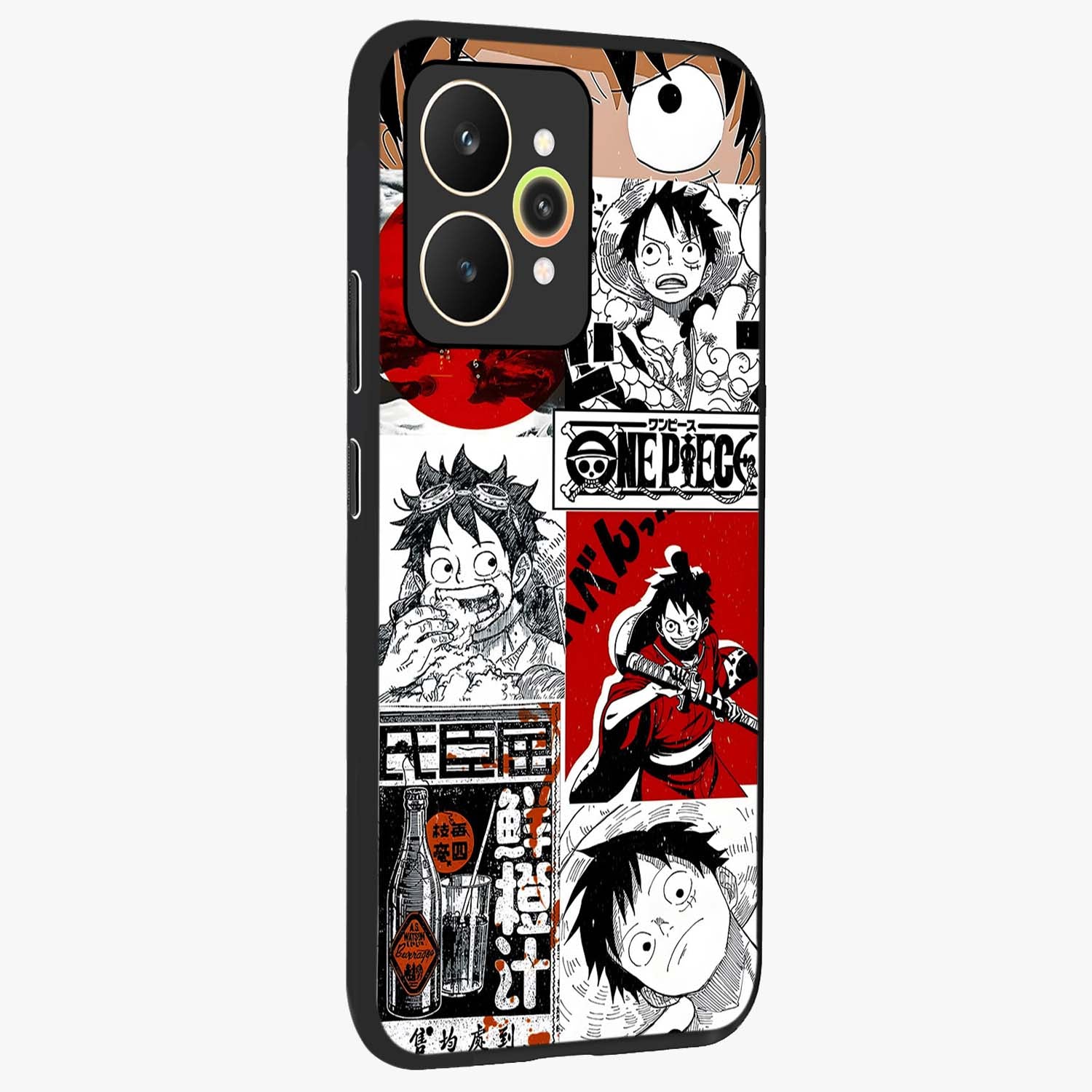 Strawhat Chaos Panels Glass Case upright view showcasing energetic anime artwork with bold adventure theme.