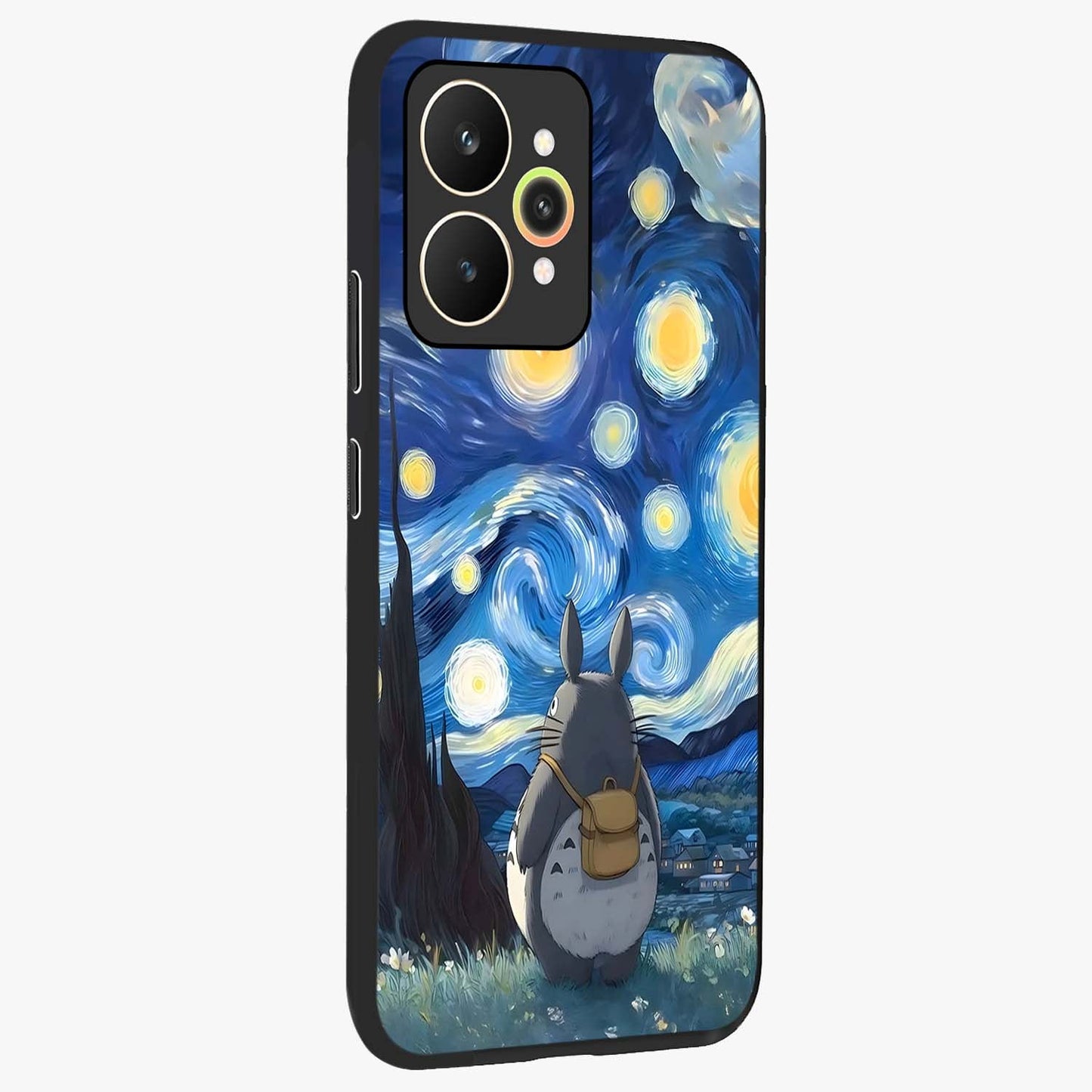 Totoro In Van Gogh Art Glass Case upright view showcasing creative character artwork with painterly artistic theme.