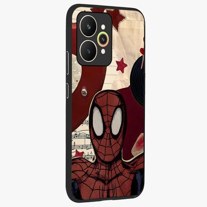Web Warrior Vibes Glass Case upright view showcasing energetic superhero artwork with bold action theme.
