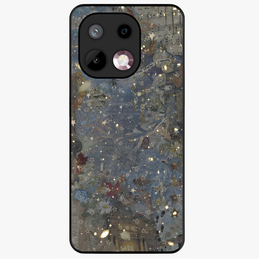 Aesthetic Astrolophia Glass Case showing flat back view with dreamy aesthetic design and glossy glass finish.
