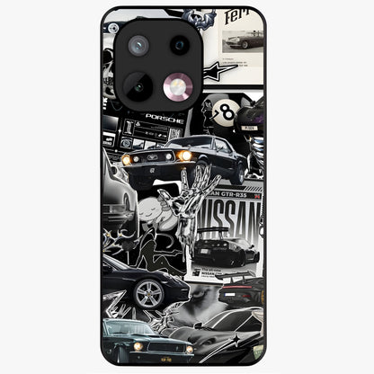 Aesthetic Dark Love Glass Case showing flat back view with dark romantic artwork and glossy glass finish.