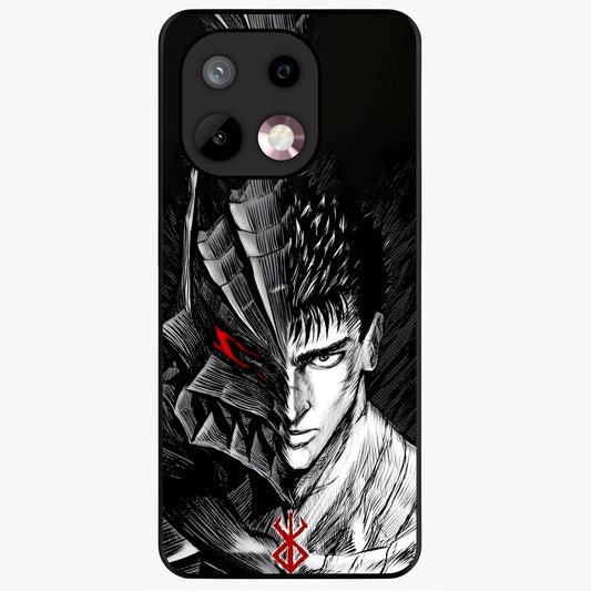 Berserker Blood Oath Glass Case showing flat back view with fierce warrior inspired artwork and glossy glass finish.