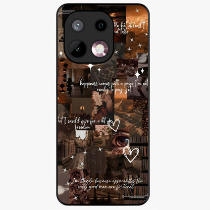 Bittersweet Aesthetic Chaos Glass Case showing flat back view with artistic chaotic aesthetic design and glossy glass finish.