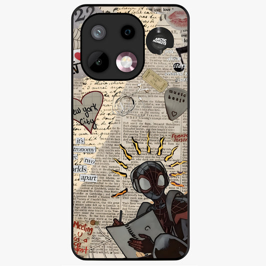 City Dream Sketch Glass Case showing flat back view with artistic city skyline sketch artwork and glossy glass finish.