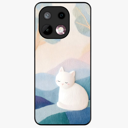 Cotton Dream Cat Glass Case showing flat back view with soft dreamy cat artwork and glossy glass finish.