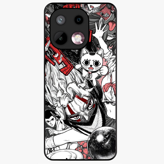 Crimson Chaos Panel Glass Case showing flat back view with bold crimson abstract artwork and glossy glass finish.