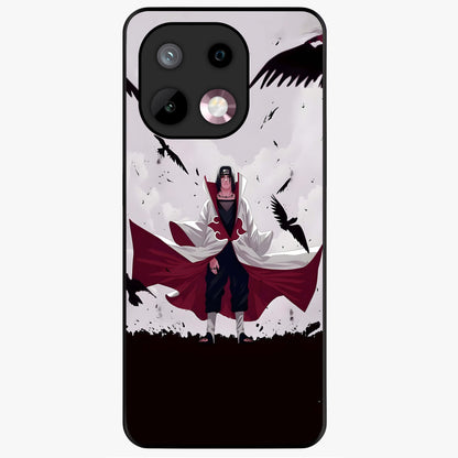 Crimson Crow Ascension Glass Case showing flat back view with mystical crow artwork and glossy glass finish.