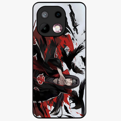 Crimson Crow Illusion Glass Case showing flat back view with artistic crow illusion artwork and glossy glass finish.