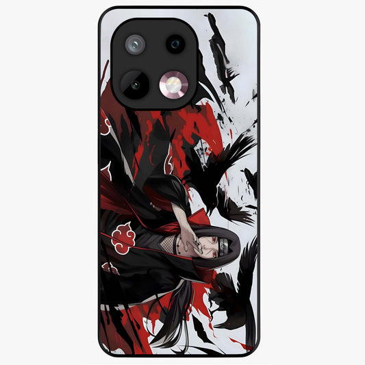 Crimson Crow Illusion Glass Case showing flat back view with artistic crow illusion artwork and glossy glass finish.