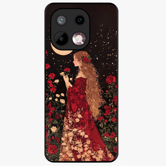 Crimson Dreams Glass Case showing flat back view with dreamy crimson artwork and glossy glass finish.