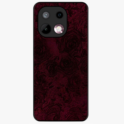 Crimson Fade Flow Glass Case showing flat back view with flowing crimson gradient artwork and glossy glass finish.