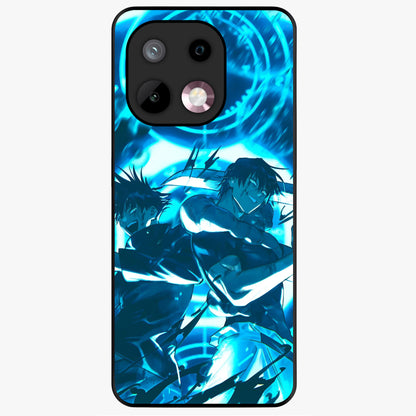 Cursed Energy Clash Glass Case showing flat back view with intense cursed energy artwork and glossy glass finish.