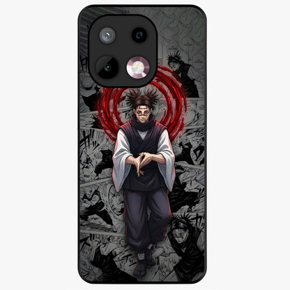Cursed Ritual Ascension Glass Case showing flat back view with dark ritual themed artwork and glossy glass finish.