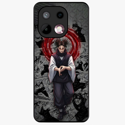 Cursed Ritual Ascension Glass Case showing flat back view with dark ritual themed artwork and glossy glass finish.