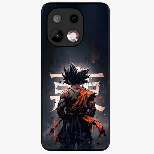 Dark Warrior In Rain Glass Case showing flat back view with warrior artwork in rainy atmosphere and glossy glass finish.
