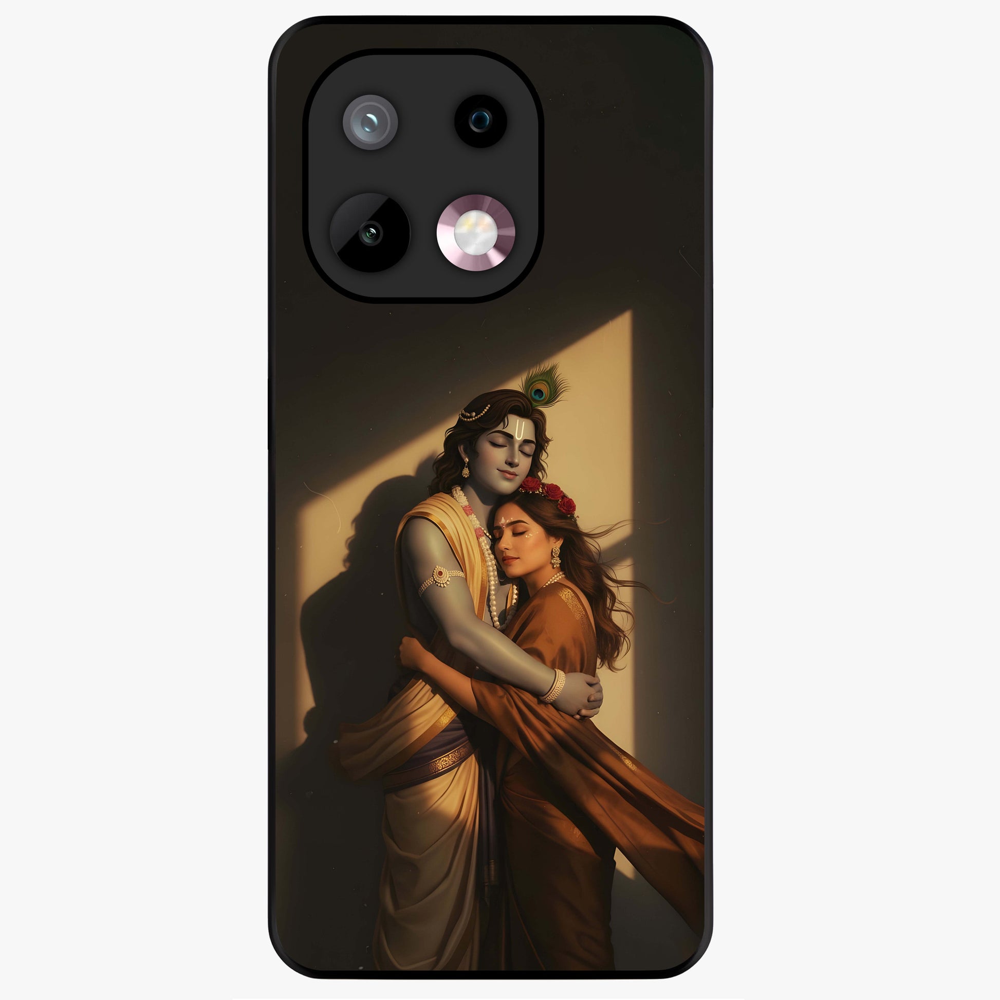 Divine Eternal Love Glass Case showing flat back view with spiritual love themed artwork and glossy glass finish.