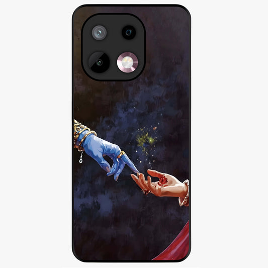 Divine Touch Eternal Glass Case showing flat back view with spiritual themed artwork and glossy glass finish.